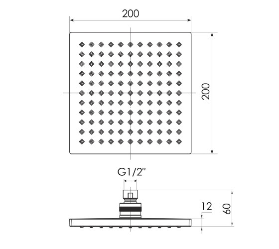 Верхний душ Imprese квадратный 200х200 мм (SQ200)
