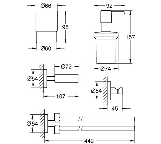 Набір аксесуарів 5в1 Hansgrohe Logis (40846001)