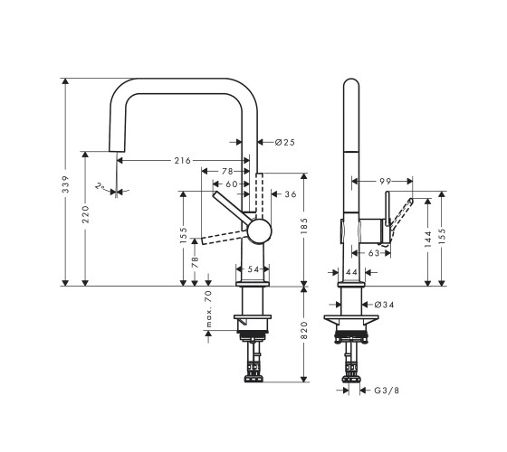 Смеситель кухонный Hansgrohe Talis M54 черный матовый (72806670)
