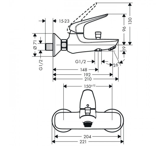 Змішувач для ванни Hansgrohe Novus (71040000)