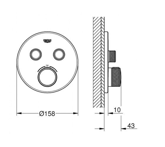 Зовнішня частина змішувача для ванни на 2 виходи Grohe SmartControl (29119000)