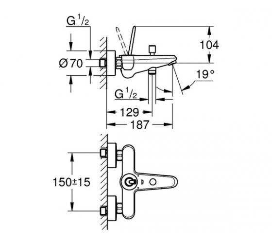 Змішувач для ванни Grohe Eurodisc Joy (23431000)