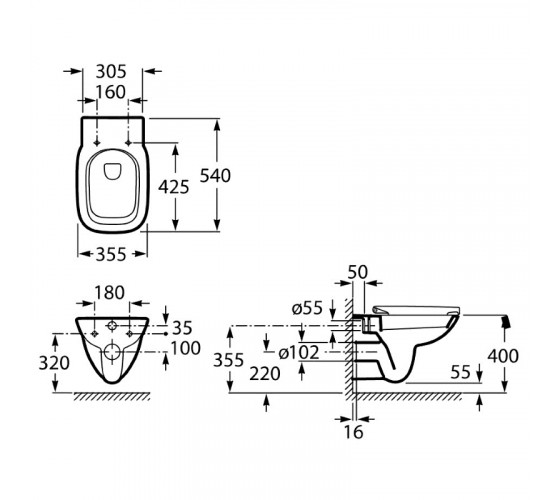 Унітаз підвісний Roca Debba Rimless (A34H99L000)