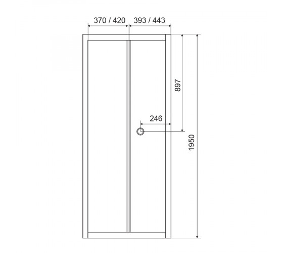 Дверь bifold 80*195, профиль хром, стекло прозрачное 5мм
