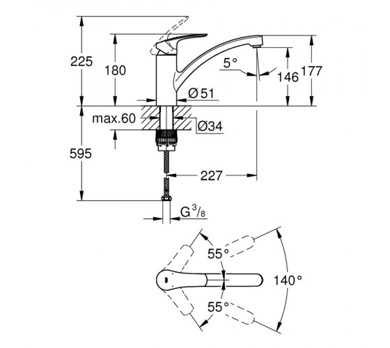 Змішувач для кухні Grohe Eurosmart (33281003)