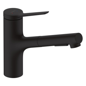 Смеситель для кухни Hansgrohe Zesis M33 150 2jet с вытяжным изливом, черный (74800670)