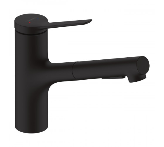 Смеситель для кухни Hansgrohe Zesis M33 150 2jet с вытяжным изливом, черный (74800670)