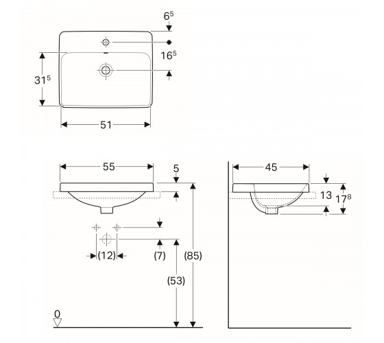 Раковина Geberit VARIFORM 55 см (500.741.01.2)