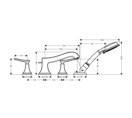 Змішувач для ванни Hansgrohe Metropol Classic (31441090)