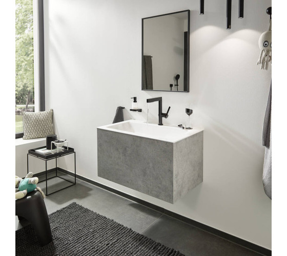 Смеситель для раковины с выдвижным изливом Hansgrohe FINORIS черный матовый (76063670)