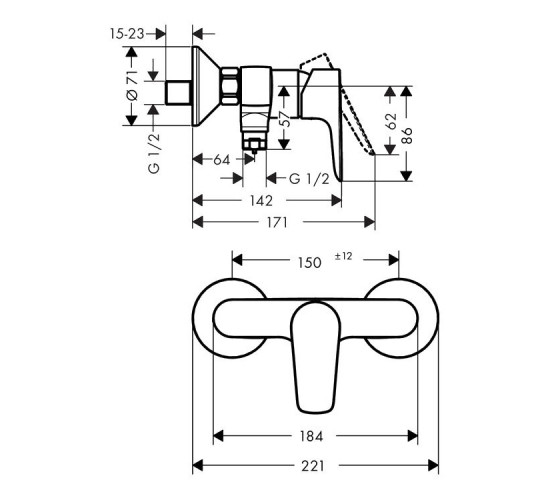 Смеситель для душа Hansgrohe Talis E, хром (71760000)