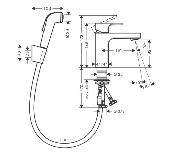 Смеситель для умывальника Hansgrohe Vernis Shape 100  (71216000)