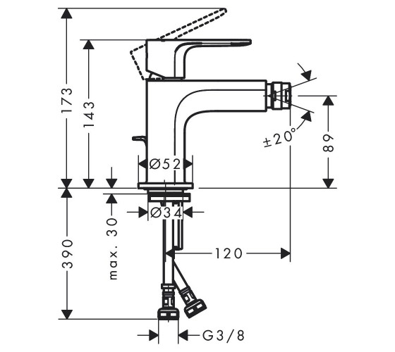 Змішувач для біде Hansgrohe Rebris S (72210000)