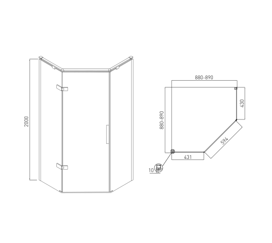 Душова кабіна Volle NEMO 90x90 см (10-22-170Lglass)