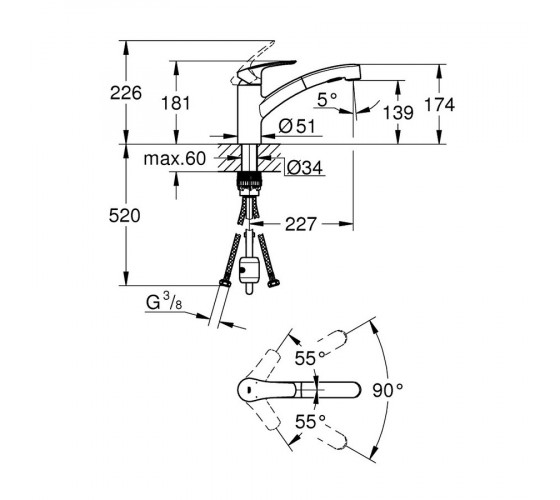 Змішувач для кухні Grohe Eurosmart (30305001)