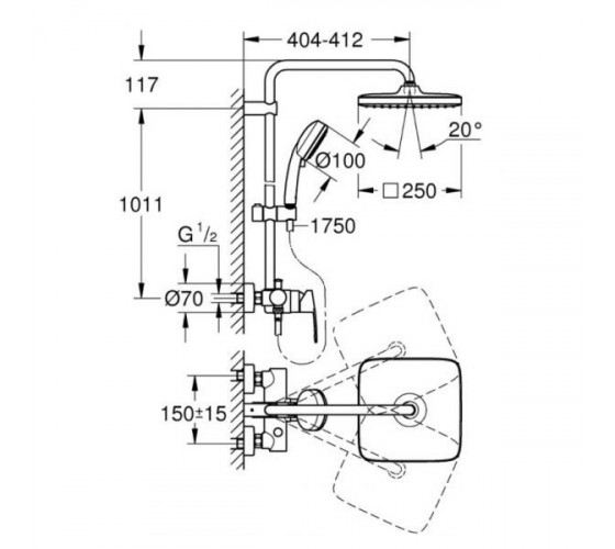 Душова система для душу із змішувачем Grohe Tempesta Cosmopolitan System 250 Cube (26692000)