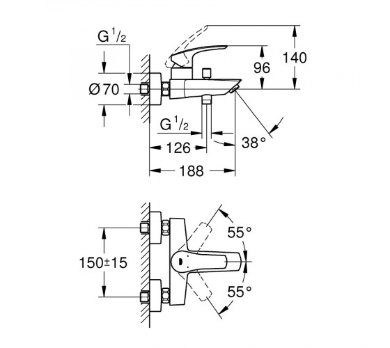 Змішувач для ванни Grohe Eurosmart New, хром (33300003)