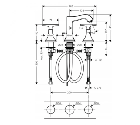 Смеситель для раковины Hansgrohe Metropol Classic хром/золото (31306090)