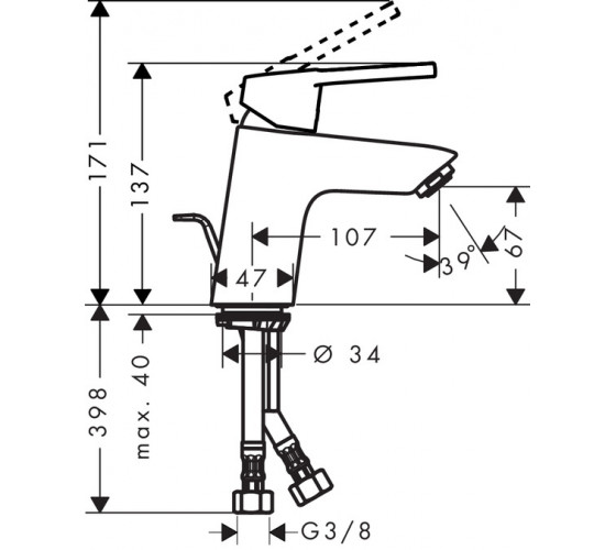 Смеситель для раковины Hansgrohe Logis Loop 70 (71150000)