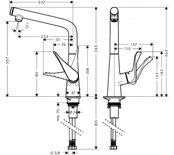 Смеситель для кухни Hansgrohe Metris Select (14883000)