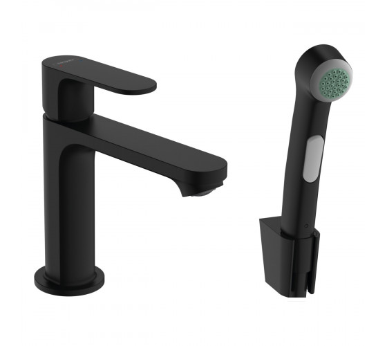 Смеситель для раковины Hansgrohe Rebris S 110 с гигиенической лейкой, Matt Black (72215670)