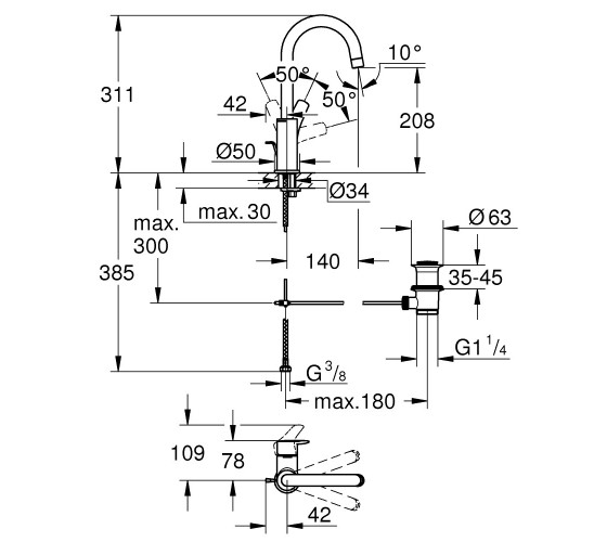 Змішувач для раковини GROHE Eurosmart (23537003)