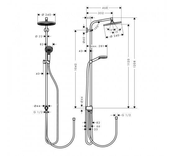 CROMETTA S 240 1jet Showerpipe Reno душевая система