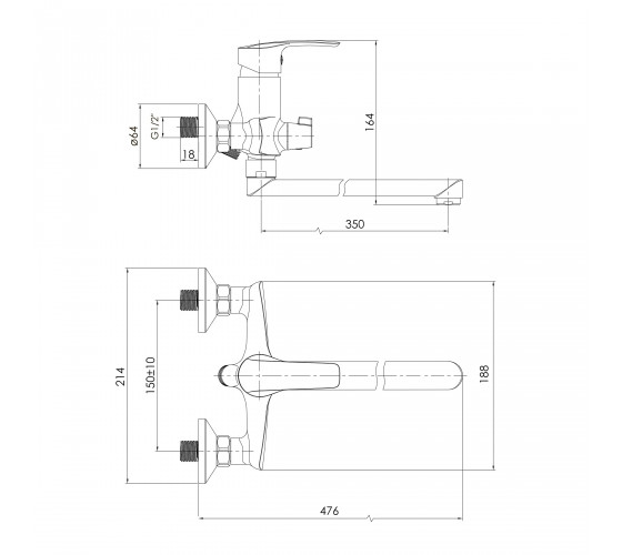 Смеситель для ванны Imprese FLORENC (f03208401AB)