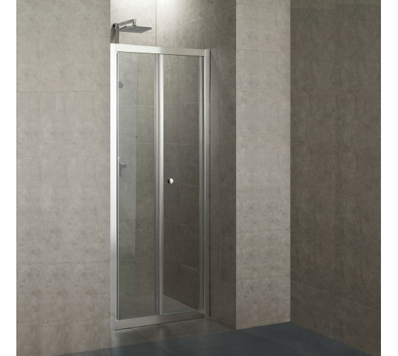 Дверь bifold 90*195, профиль хром, стекло прозрачное 5мм