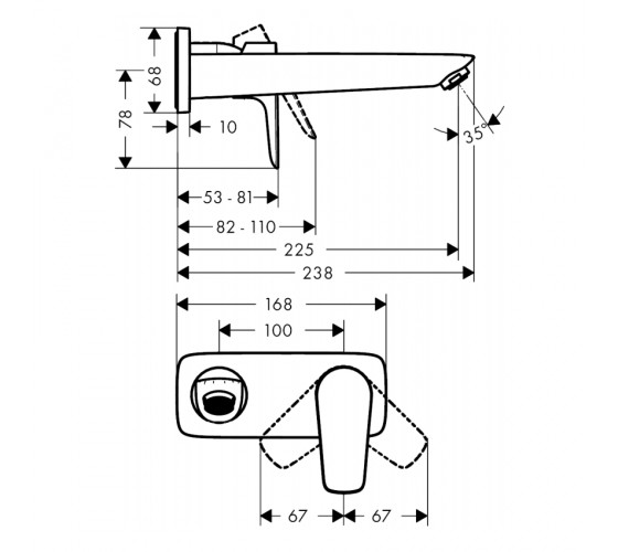 Смеситель для раковины скрытого монтажа Hansgrohe Talis E (71734000)