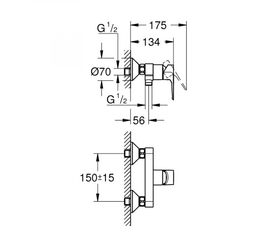 Змішувач для душа Grohe BauLoop New, хром (23634001)