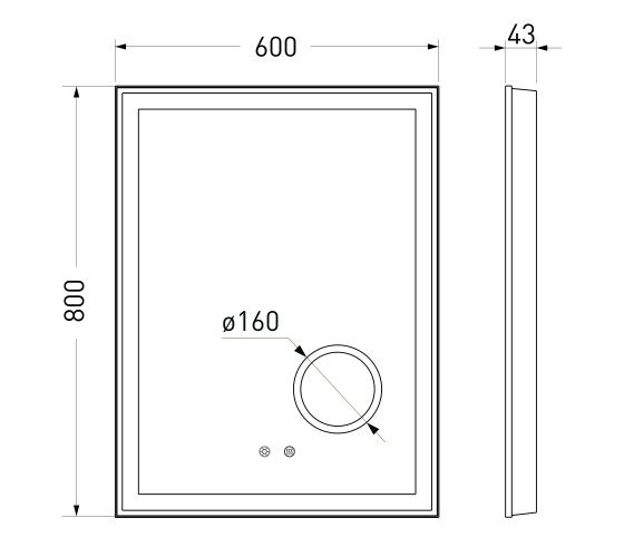 Дзеркало з LED-підсвіткою Volle 600х800 (16-13-600M)
