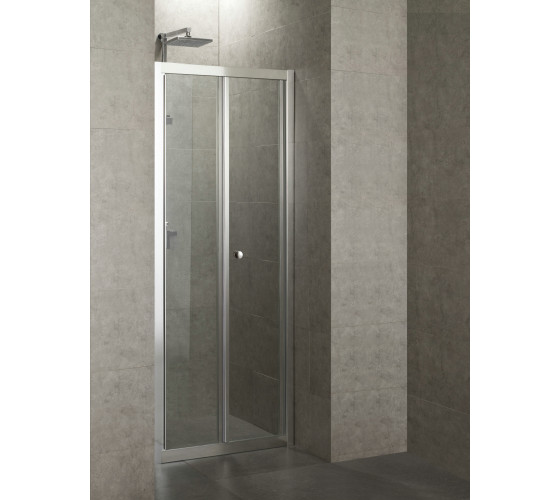Дверь bifold 80*195, профиль хром, стекло прозрачное 5мм
