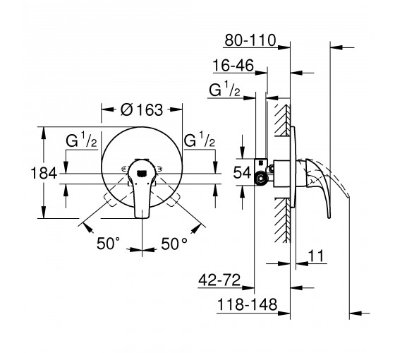 Змішувач для душу прихованого монтажу Grohe START CURVE (29114000)