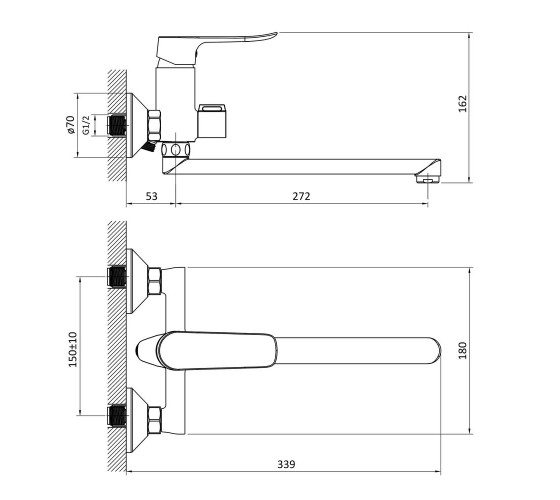 Смеситель для ванны RJ Slip (RBZ090-9B)
