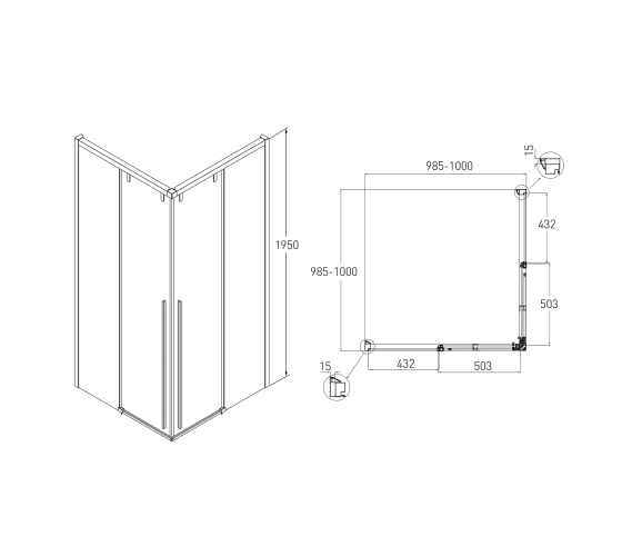 Душова кабіна Volle AIVA 100x100 см (10-22-680glass)