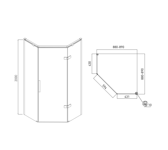 Душова кабіна Volle NEMO 90x90 см (10-22-170Rglass)