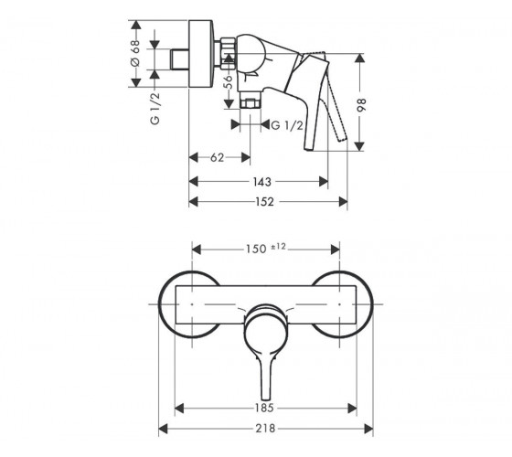 Смеситель для душа Hansgrohe Talis S, хром (72600000)