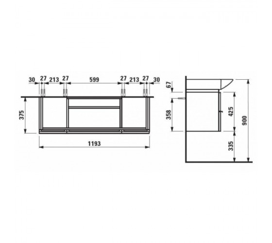 Тумба для раковини Laufen Palace 120 см (H4013010754631)
