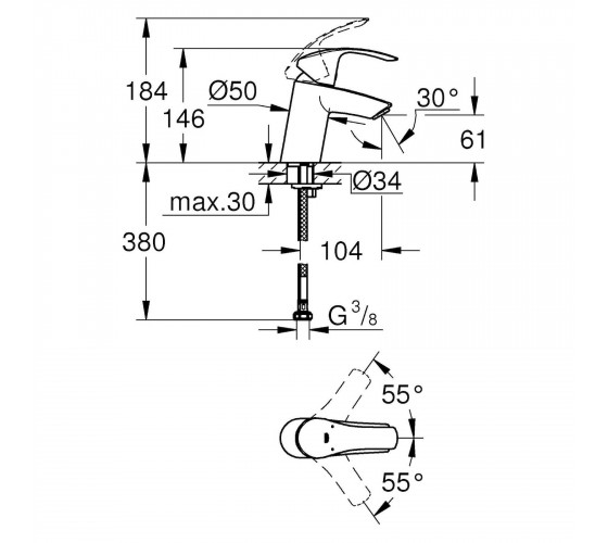 Змішувач для раковини Grohe Eurosmart (32467002)