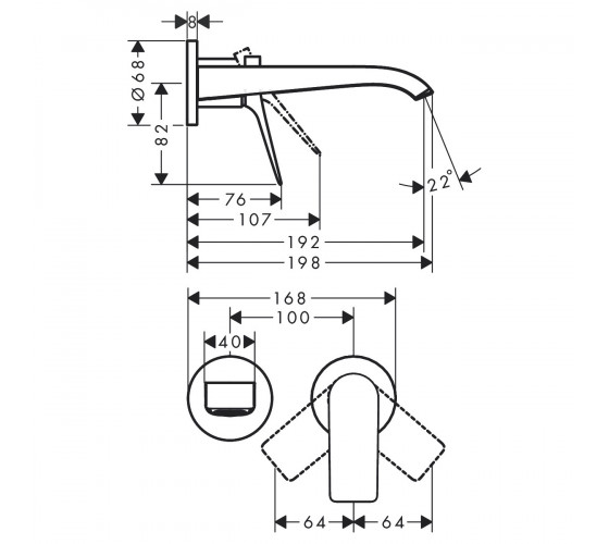 Смеситель для раковины Hansgrohe VIVENIS черный матовый (75050670)