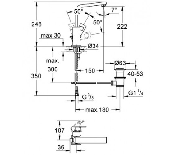 Змішувач для раковини Grohe Eurocube L-Size (2313500E)
