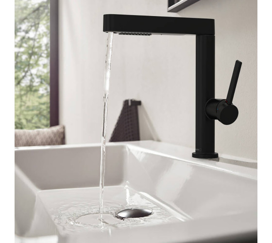 Смеситель для раковины с выдвижным изливом Hansgrohe FINORIS черный матовый (76063670)