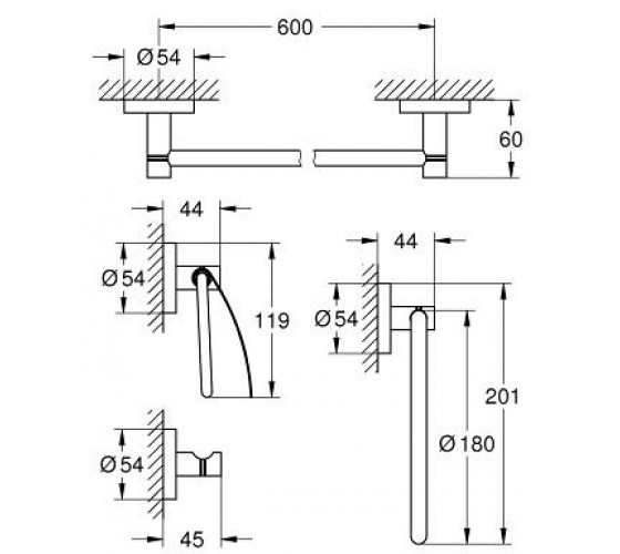 Набір аксесуарів 4в1 Grohe Essentials (40776001)