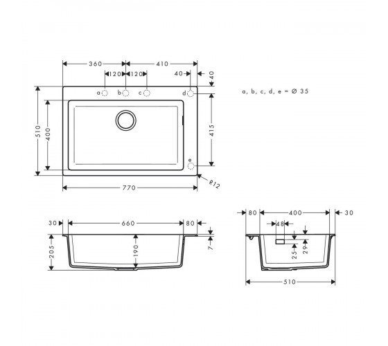 Кухонная мойка Hansgrohe S510-F660 GS черный графит (43313170)