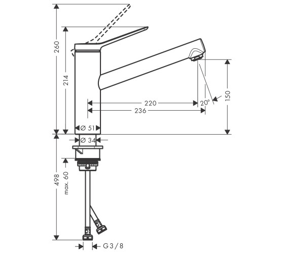 Смеситель для кухни Hansgrohe Zesis M33 150 чёрный матовый (74802670)