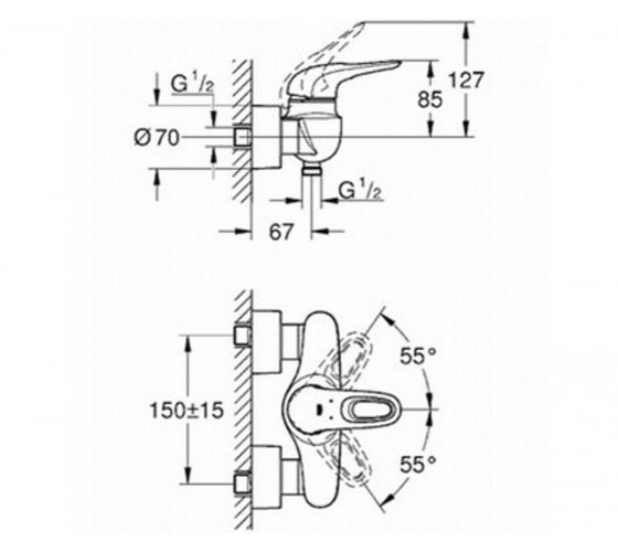 Змішувач одинважільний для душу Grohe Eurostyle (33590003)