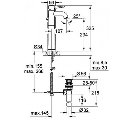 Змішувач для раковини Grohe BauClassic (32868000)
