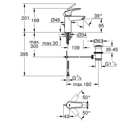 Змішувач для раковини GROHE Eurosmart (33265003)