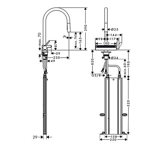 Смеситель для кухни  Hansgrohe AGUNO SELECT M81 (73831000)